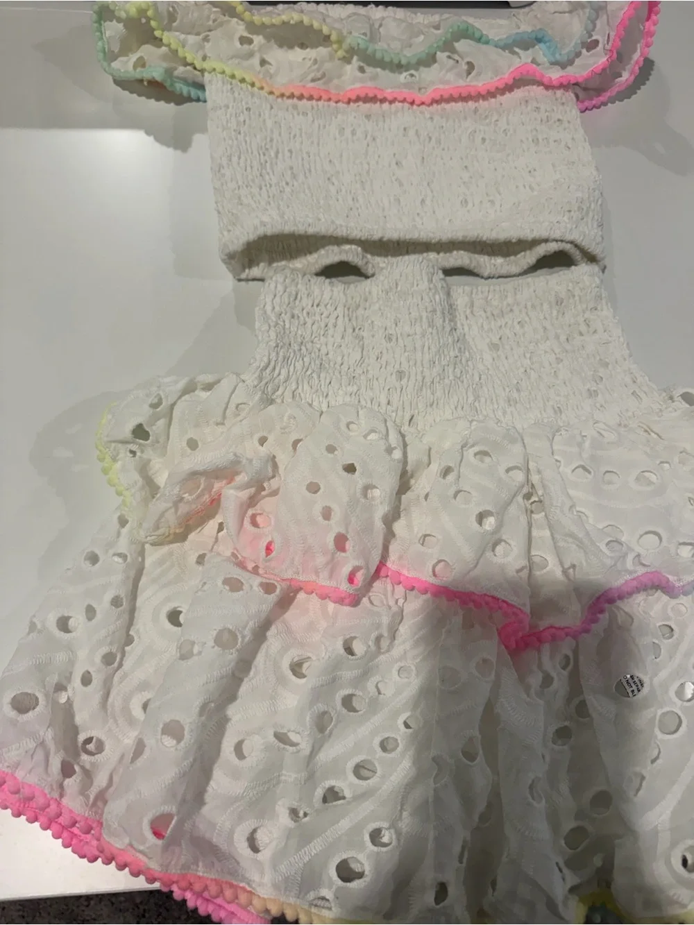 Lola + The Boys White Rainbow Fancy Eyelet Set Size 12 EUC